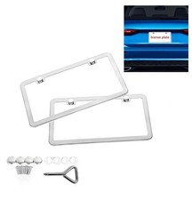 2pcs Chrome Stainless Steel License Plate Frame Holder With Screw Weatherproof