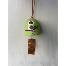 Campana de búho Tesa vintage - verde - pintada a mano - cobre