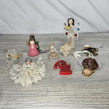 Christmas Ornament Lot of Angels (9) Various Vintage Eclectic 