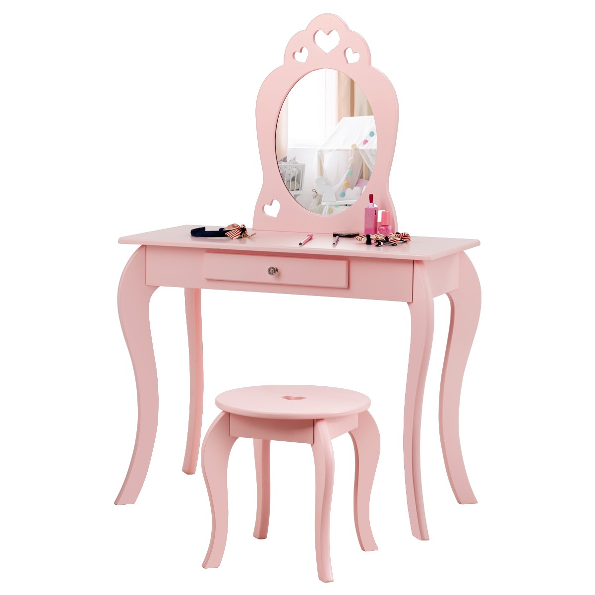 Princess Makeup Dressing Play Table Set W/mirror For Girls P
