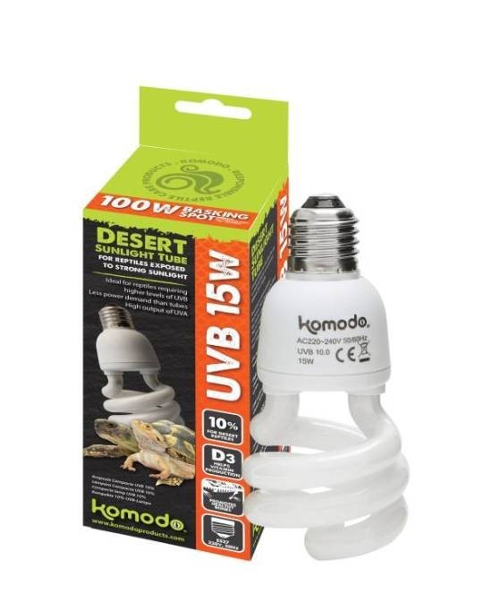 Ampoule UVB 10.0 Komodo 15W évite les carences en vitamine D3 des reptiles