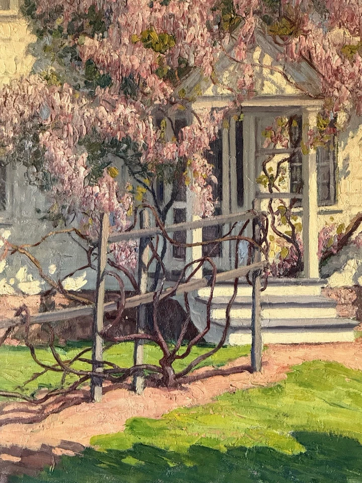 ROBERT FRANCIS WILLIAMS ANTIQUE FLORAL LANDSCAPE OIL PAINTING OLD SPRING 1930 - Image 2 of 4