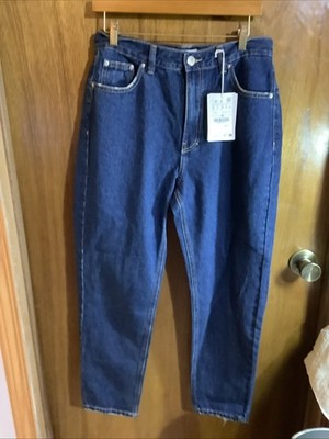 Pull&Bear New High Rise Ankle Mom Jeans Size US 8 NWT~ Distressed Hems~ New