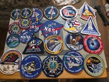 Vintage Lot of 23 NASA Space Patches Shuttle, Skylab, Apollo Factory Seconds