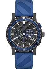 New City BU9807 Chronograph with black dial and dark blue strap, 43mm for men