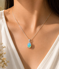 925 Sterling Silver Opal Pendant Natural Ethiopian Gemstone Jewelry Gift