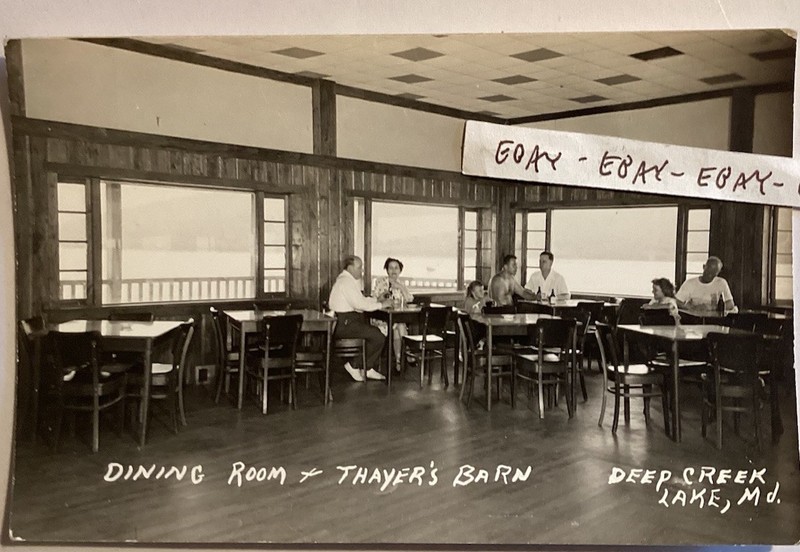 EARLY DEEP CREEK LAKE MD THAYER’S BARN DINING ROOM RARE RPPC REAL PHOTO POSTCARD