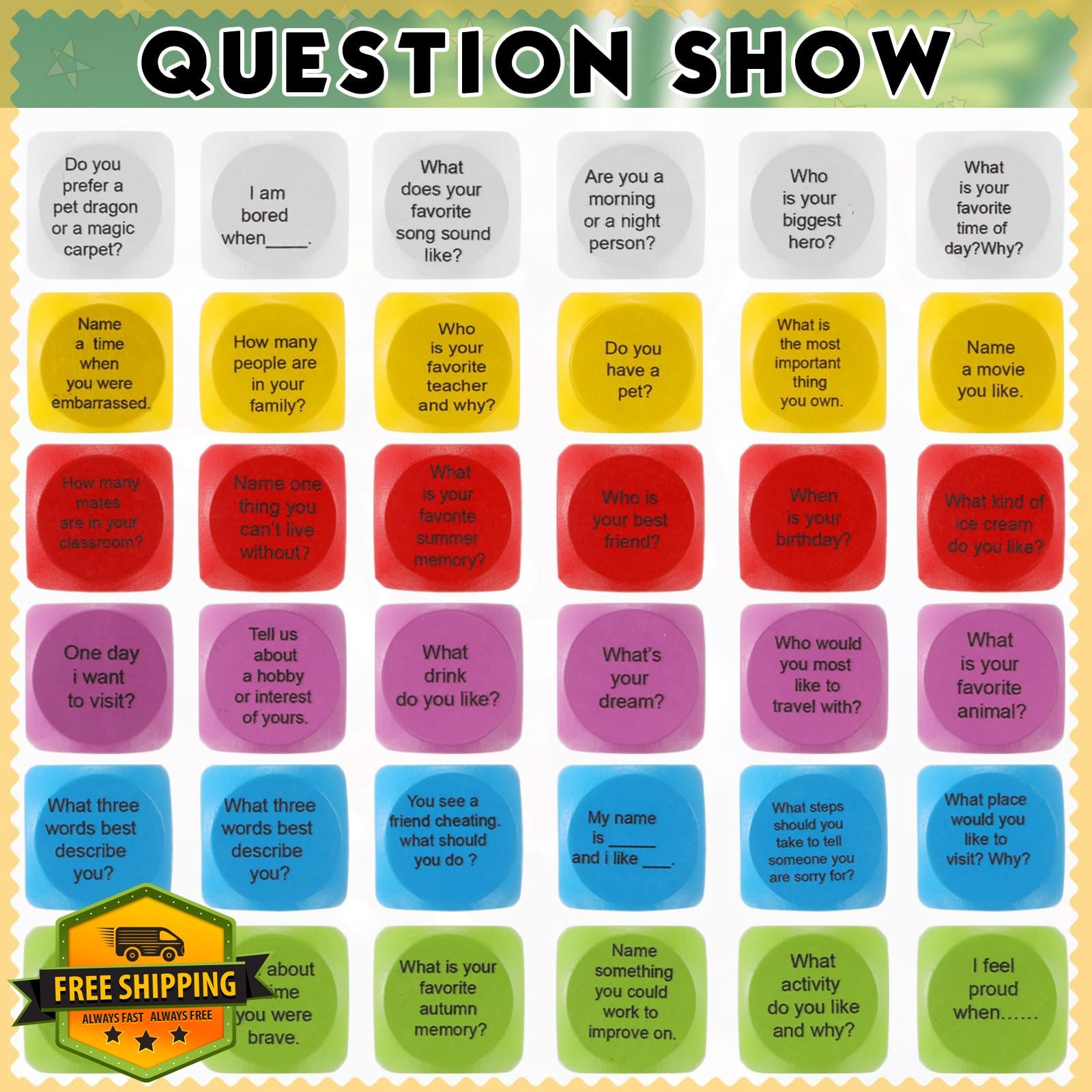 Hanaive Wood Conversation Cubes Social Emotional Learning Dice thumbnail 3