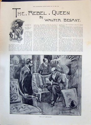 Alte 1893 Geschichte Illustration Rebell Königin Walter Besant Männer treffen Hou viktorianisch