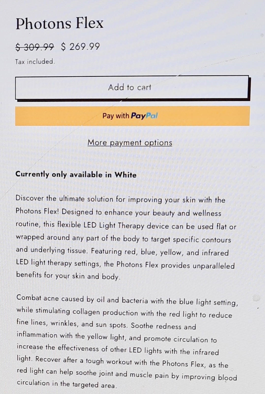 AAOCARE PHOTONS LED INFRARED LIGHT THERAPY SYSTEM 3 COLOR HYDRASKINCARE 810NM