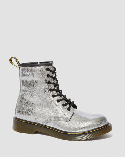 Dr. Martens Youth 1460 Crinkle Metallic Stiefel Silber Damengröße 7