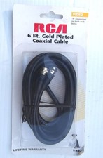 NEW RCA 6ft Black RG6 Gold Plated Coaxial Cable - free ship