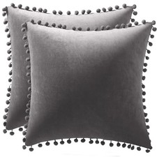 Throw Pillow Covers 16x16 Dark-Grey: 2 Pack 16" x 16" Pack of 2 Dark Grey
