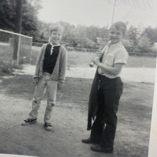 Vtg 1950s 1960s Boys Baseball Field Snapshot Photo B&W Kodak Paper Original