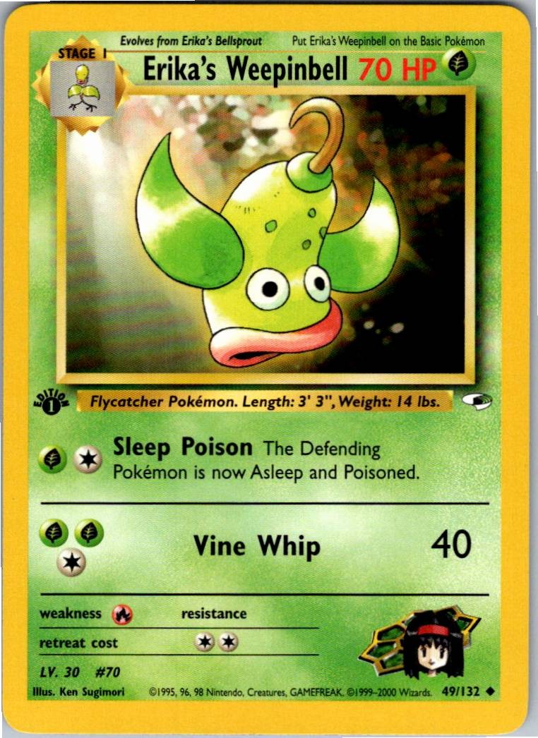 Erika's Weepinbell (49) Uncommon Gym Heroes 049/132 NM 1st Edition