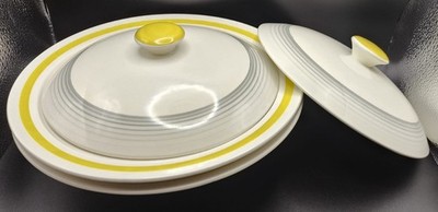 Vintage Midwinter Stylecraft klassische Form bedeckt Terrine Schale gelb grau 7-59