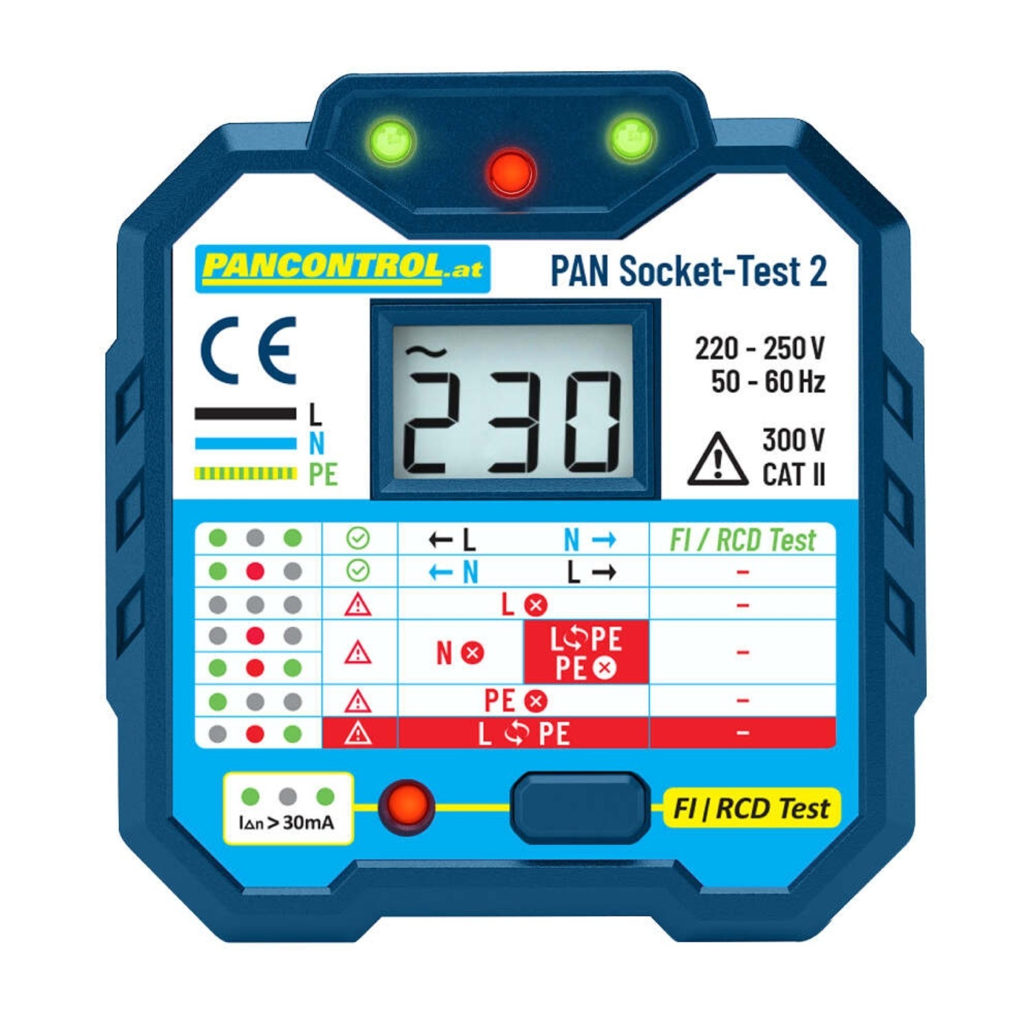 Pancontrol Rote Pan Steckdosen-Prüfer + Fi-Tester - Bild 2