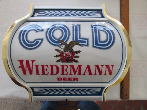 Vintage WIEDEMANN Lighted Beer Sign - Large & Bright! 1983 BLUE Version, EXC!!!