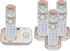 AT&T 4 Handset Cordless Phone Answering Machine Call Block Bluetooth Intercom
