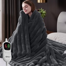 Heated Throw Blanket, Faux Fur Cozy Heating Blanket with Overheat Protection,...