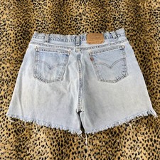 Levis 560 Orange Tab Vintage Light Wash Denim Cutoff Shorts Women 36