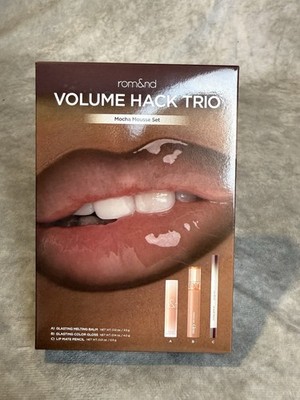 rom&nd Volume Hack Trio Mocha Mousse Set Balm, Gloss & Pencil Coral Mocha