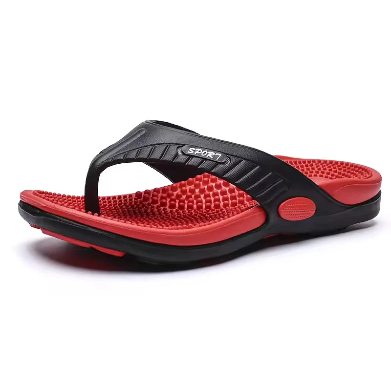 Mens Black Red Sport Flip Flops Comfort Outdoor Rubber Casual Thong Sandal Shoes Hobibear Men main image 2