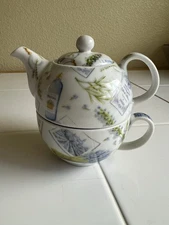 Tea For One Teapot And Cup Set - Provence Lavande - Ganz - Rare Find