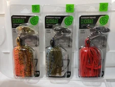 Lot of 3- Googan Squad 3/8oz Clickbait Vibrating Bladed Jigs Skirted Bass Lures