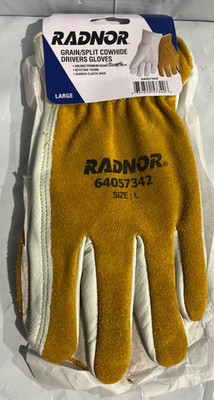 Premium Grain Leather Drivers Protective Construction Roping Work Gloves LARGE