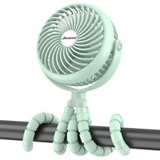 Baby Stroller Fan - 5000mAh Rechargeable, 3-Speed, Strong Yet Quiet, 360 Rota...