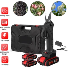 Cordless Electric Branch Scissors Pruning Shear Pruner Garden Cutter & 2*Battery