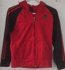 adidas ClimaWarm Red Black Full Zip Hoodie Unisex Kids Size M Long Sleeve