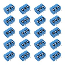 20Pcs 3 Pin 5mm/0.2" Pitch PCB Terminal Block 300V 16A Blue, 15x14x8mm