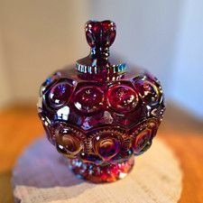 Vintage LE Smith Imperial Iridescent Carnival U V Glass "Moon and Stars"