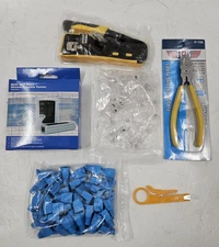 *NEW* Pass Through RJ45 Crimp Tool Kit RJ45 Ethernet Crimper Cat5 Cat5e EB-18457