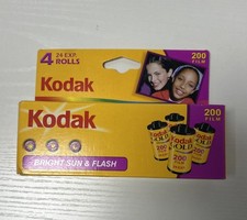 Kodak Bright Sun  Flash 200 4/24 EXP. rolls 35mm Color Film New  Sealed.