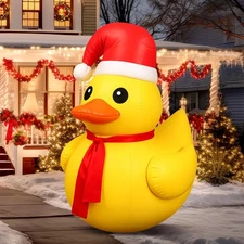 4ft PVC Christmas Giant Inflatable Duck Xmas Large Blow up Huge Rubber Inflat...
