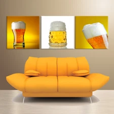 BEER/JAR ready to hang 3 panel monted wall art/betterThan stretched canvas print