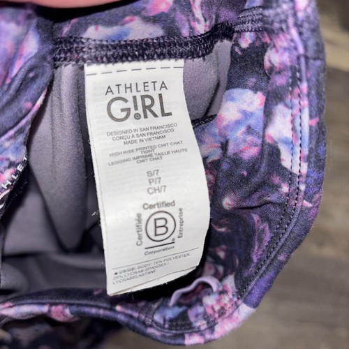 Athleta Girl High Rise Printed Chit Chat Tight Leggings Size Large 12 Floral - Picture 3 of 6