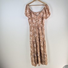 Unbranded dress womens size S maxi brown leopard short sleeve Vneck 113550