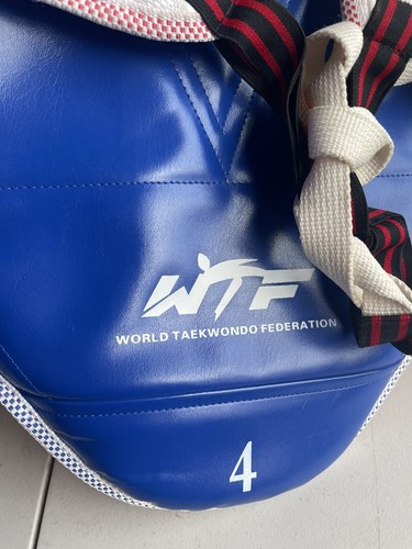 WTF TAEKWONDO Body Armour Chest Guard World Taekwondo Federation Sz 4 160-175cm - Foto 7 di 10