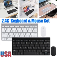 Ultrathin Mini Wireless Keyboard And Optical Mouse Combo Set 2.4G For PC Laptops