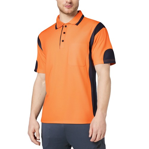 2 3 5 PACK HI VIS POLO SHIRT ARM PANEL PIPING WORK WEAR COOL DRY SHORT SLEEVE - Picture 4 of 24