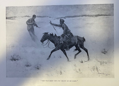 1898 Vintage Magazine Illustration Frederic Remington Native on Horseback Desert