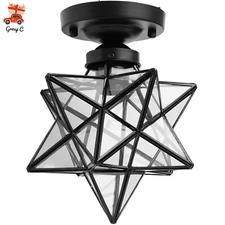 Modern Moravian Star Frosted Glass Ceiling Light Semi Flush Mount Lamp Fixture