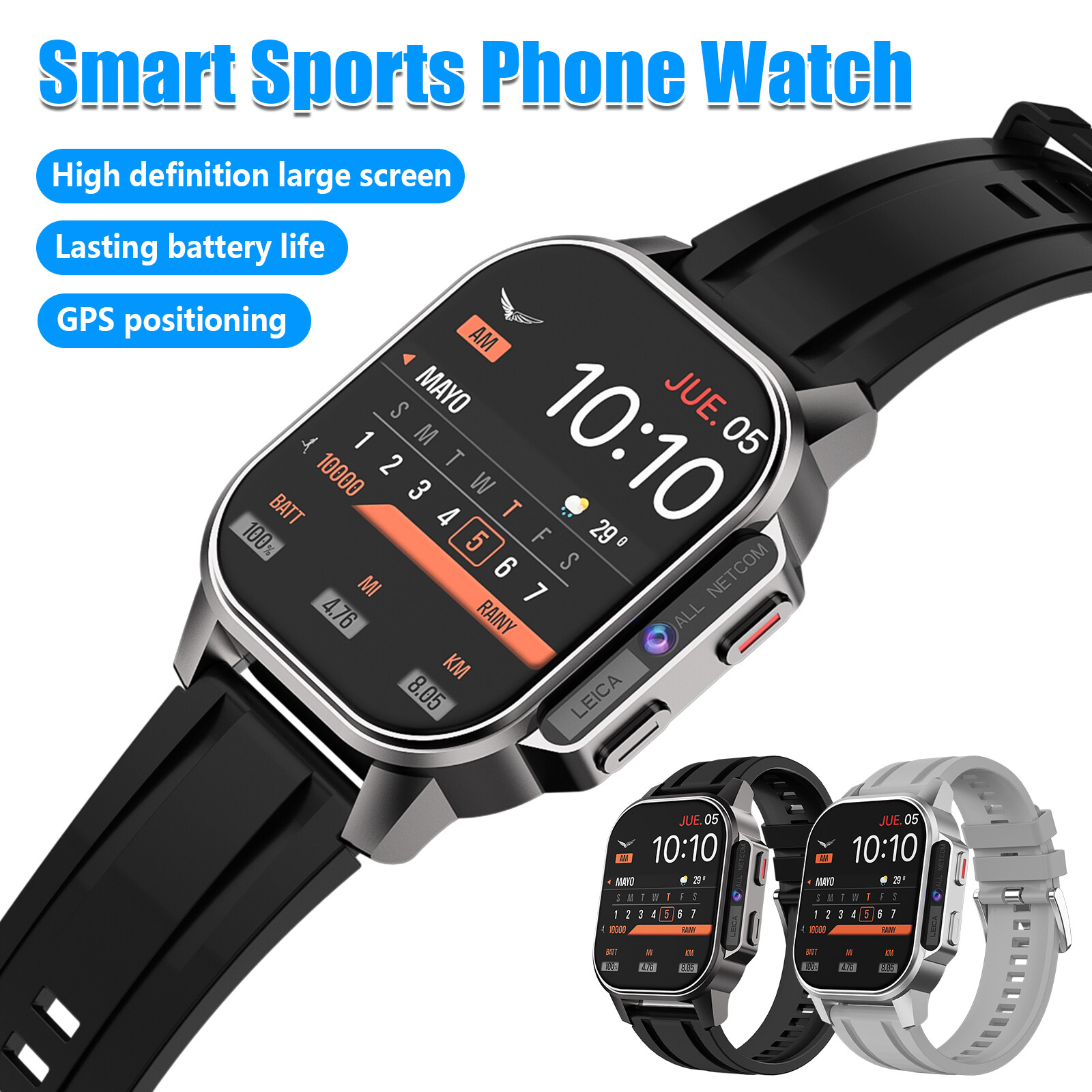 Military Smart Watch For Men/Women (Answer/Make Call) W/ Front Camera Waterproof