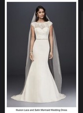 Illusion Lace and Satin Mermaid Wedding Dress size 14