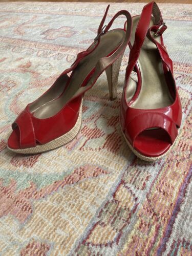 Marc Fisher Red Patent Slingback Heel. Size 7.5. … - image 1