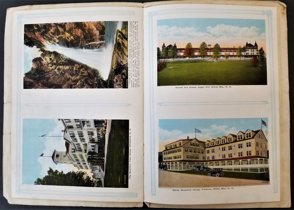 antique WHITE MOUNTAINS nh NEW HAMPSHIRE souvenir GUIDE BOOK color